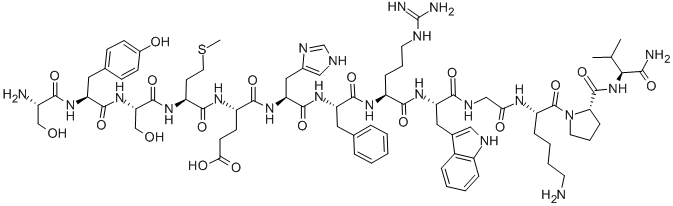 H-SER-TYR-SER-MET-GLU-HIS-PHE-ARG-TRP-GLY-LYS-PRO-VAL-NH2 Struktur