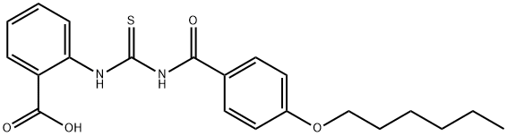 2-[[[[4-(HEXYLOXY)BENZOYL]AMINO]THIOXOMETHYL]AMINO]-BENZOIC ACID Struktur