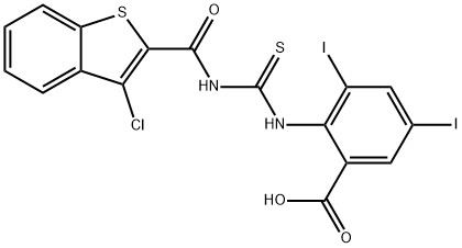 2-[[[[(3-CHLOROBENZO[B]THIEN-2-YL)CARBONYL]AMINO]THIOXOMETHYL]AMINO]-3,5-DIIODO-BENZOIC ACID Struktur