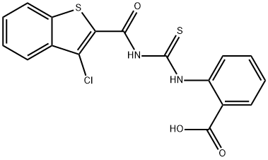 2-[[[[(3-CHLOROBENZO[B]THIEN-2-YL)CARBONYL]AMINO]THIOXOMETHYL]AMINO]-BENZOIC ACID Struktur