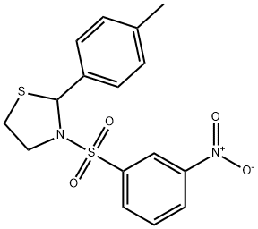 Thiazolidine, 2-(4-methylphenyl)-3-[(3-nitrophenyl)sulfonyl]- (9CI) Struktur