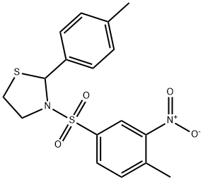 Thiazolidine, 3-[(4-methyl-3-nitrophenyl)sulfonyl]-2-(4-methylphenyl)- (9CI) Struktur