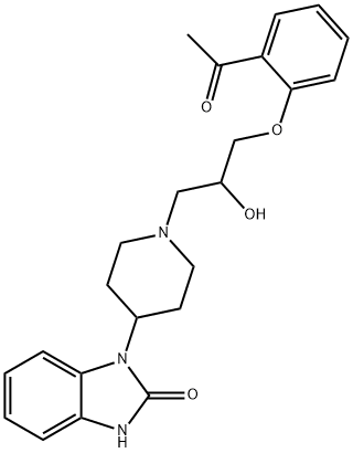 1-[1-[3-(2-Acetylphenoxy)-2-hydroxypropyl]-4-piperidyl]-1,3-dihydro-2H-benzimidazol-2-one Struktur