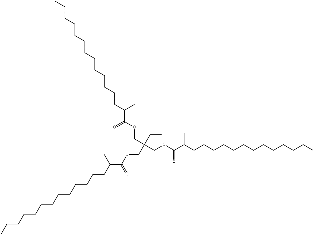 2-ethyl-2-[[(2-methyl-1-oxopentadecyl)oxy]methyl]propane-1,3-diyl bis(2-methylpentadecanoate) Struktur