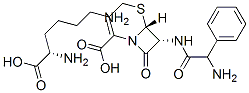 L-lysine mono[[6R-[6alpha,7beta(R*)]]-7-[(aminophenylacetyl)amino]-3-methyl-8-oxo-5-thia-1-azabicyclo[4.2.0]oct-2-ene-2-carboxylate] Struktur