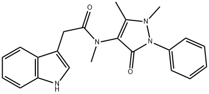 N-(1,5-dimethyl-3-oxo-2-phenyl-pyrazol-4-yl)-2-(1H-indol-3-yl)-N-methyl-acetamide Struktur