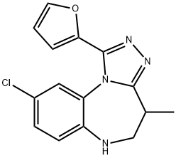 9-Chloro-1-(2-furyl)-5,6-dihydro-4-methyl-4H-[1,2,4]triazolo[4,3-a][1,5]benzodiazepine Struktur