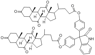 [4-[3-[4-[4-(10,13-dimethyl-3,7,12-trioxo-1,2,4,5,6,8,9,11,14,15,16,17-dodecahydrocyclopenta[a]phenanthren-17-yl)pentanoyloxy]phenyl]-2-oxo-1H-indol-3-yl]phenyl] 4-(10,13-dimethyl-3,7,12-trioxo-1,2,4,5,6,8,9,11,14,15,16,17-dodecahydrocyclopenta[a]phenanthren-17-yl)pentanoate Struktur