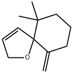 6,6-Dimethyl-10-methylene-1-oxaspiro[4.5]dec-3-ene Struktur