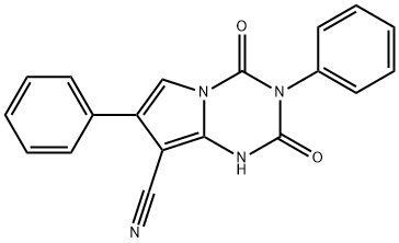 1,2,3,4-Tetrahydro-2,4-dioxo-3,7-diphenylpyrrolo[1,2-a]-1,3,5-triazine-8-carbonitrile Struktur