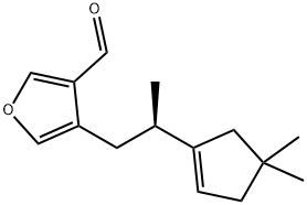 (R)-4-(2-(4,4-Dimethyl-1-cyclopenten-1-yl)propyl)-3-furancarboxaldehyd e Struktur