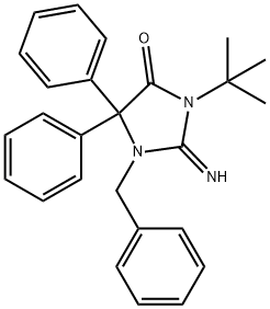 3-(1,1-Dimethylethyl)-2-imino-5,5-diphenyl-1-(phenylmethyl)-4-imidazolidinone Struktur