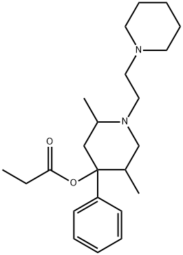 2,5-Dimethyl-4-phenyl-1-(2-piperidinoethyl)piperidin-4-ol propionate Struktur