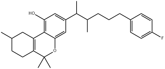 7,8,9,10-Tetrahydro-3-[5-(p-fluorophenyl)-1,2-dimethylpentyl]-6,6,9-trimethyl-6H-dibenzo[b,d]pyran-1-ol Struktur