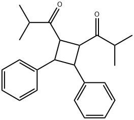 2-methyl-1-[2-(2-methylpropanoyl)-3,4-diphenyl-cyclobutyl]propan-1-one Struktur