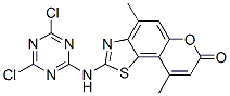 7H-Pyrano[2,3-g]benzothiazol-7-one,  2-[(4,6-dichloro-1,3,5-triazin-2-yl)amino]-4,9-dimethyl- Struktur