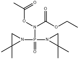 N-Acetyloxy-N-[bis(2,2-dimethyl-1-aziridinyl)phosphinyl]carbamic acid ethyl ester Struktur