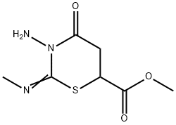 3-Amino-3,4,5,6-tetrahydro-2-(methylimino)-4-oxo-2H-1,3-thiazine-6-carboxylic acid methyl ester Struktur