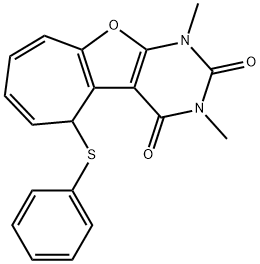 2H-Cyclohepta[4,5]furo[2,3-d]pyrimidine-2,4(3H)-dione,  1,5-dihydro-1,3-dimethyl-5-(phenylthio)-  (9CI) Struktur