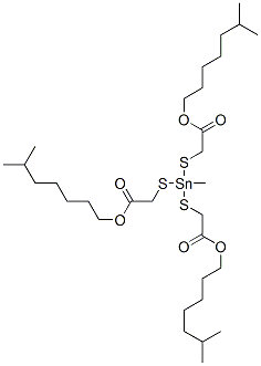 triisooctyl 2,2',2''-[(methylstannylidyne)tris(thio)]triacetate Struktur