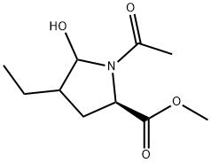 D-Proline, 1-acetyl-4-ethyl-5-hydroxy-, methyl ester (9CI) Struktur