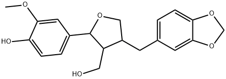 Tetrahydro-4-(1,3-benzodioxol-5-ylmethyl)-2-(4-hydroxy-3-methoxyphenyl)-3-furanmethanol Struktur