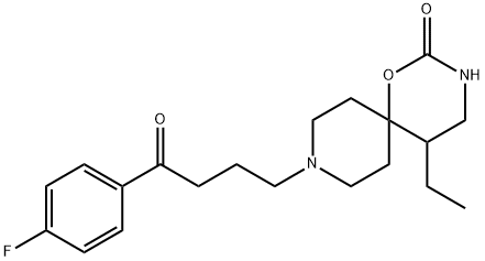 5-Ethyl-9-[3-(p-fluorobenzoyl)propyl]-1-oxa-3,9-diazaspiro[5.5]undecan-2-one Struktur