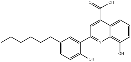 2-(2-hydroxy-5-n-hexylphenyl)-8-quinolinol-4-carboxylic acid Struktur