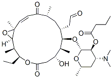 [(2R,3S,4R,6S)-4-dimethylamino-2-[[(1S,2E,5R,7R,8R,9S,10R,14S,15R,16R) -14-ethyl-10-hydroxy-1,5,9,15-tetramethyl-4,12-dioxo-7-(2-oxoethyl)-13 ,17-dioxabicyclo[14.1.0]heptadec-2-en-8-yl]oxy]-6-methyl-oxan-3-yl] bu tanoate Struktur