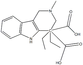 1,2,3,5-Tetrahydro-2-methyl-4H-pyrido[4,3-b]indole-4,4-dicarboxylic acid diethyl ester Struktur