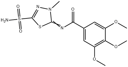 N-(4,5-Dihydro-4-methyl-2-sulfamoyl-1,3,4-thiadiazol-5-ylidene)-3,4,5-trimethoxybenzamide Struktur