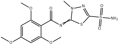 N-(4,5-Dihydro-4-methyl-2-sulfamoyl-1,3,4-thiadiazol-5-ylidene)-2,4,6-trimethoxybenzamide Struktur