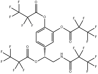 Bis(2,2,3,3,3-pentafluoropropanoic acid)4-[(R)-1-(2,2,3,3,3-pentafluoro-1-oxopropoxy)-2-[(2,2,3,3,3-pentafluoro-1-oxopropyl)amino]ethyl]-1,2-phenylene ester Struktur