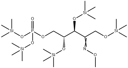 1-O,3-O,4-O-Tris(trimethylsilyl)-5-O-[bis(trimethylsilyloxy)phosphinyl]-D-erythro-2-pentulose O-methyl oxime Struktur