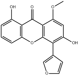 4-(3-Furanyl)-3,8-dihydroxy-1-methoxy-9H-xanthen-9-one Struktur