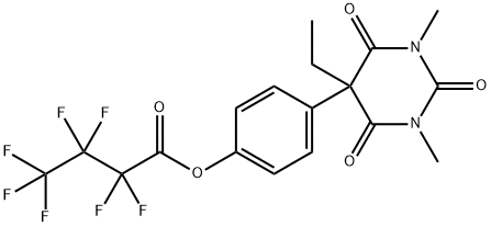 2,2,3,3,4,4,4-Heptafluorobutanoic acid 4-(5-ethyl-1,3-dimethyl-2,4,6-trioxohexahydropyrimidin-5-yl)phenyl ester Struktur