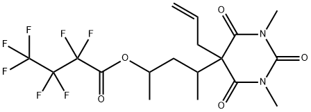 2,2,3,3,4,4,4-Heptafluorobutanoic acid 3-[hexahydro-1,3-dimethyl-2,4,6-trioxo-5-(2-propenyl)pyrimidin-5-yl]-1-methylbutyl ester Struktur