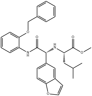 L-Leucine, N-[(1R)-1-(5-benzofuranyl)-2-oxo-2-[[2-(phenylmethoxy)phenyl]amino]ethyl]-, methyl ester (9CI) Struktur