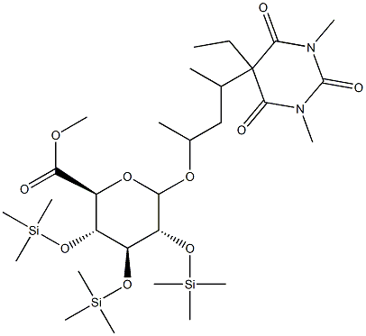 3-(5-Ethylhexahydro-1,3-dimethyl-2,4,6-trioxopyrimidin-5-yl)-1-methylbutyl 2-O,3-O,4-O-tris(trimethylsilyl)-6-O-methyl-D-glucopyranosiduronic acid Struktur