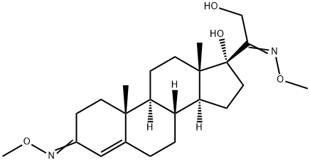 17,21-Dihydroxypregn-4-ene-3,20-dione bis(O-methyl oxime) Struktur