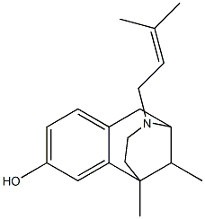 1,2,3,4,5,6-hexahydro-6,11-dimethyl-3-(3-methylbut-2-enyl)-2,6-methano-3-benzazocin-8-ol  Struktur