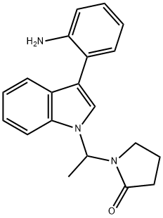 1-[1-[3-(2-Aminophenyl)-1H-indol-1-yl]ethyl]pyrrolidin-2-one Struktur