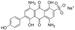 sodium 4,8-diamino-9,10-dihydro-1,5-dihydroxy-6-(4-hydroxyphenyl)-9,10-dioxoanthracene-2-sulphonate Struktur