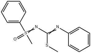 S-Methyl-N-[(methylthio)(phenylimino)methyl]-S-phenylsulfoximide Struktur