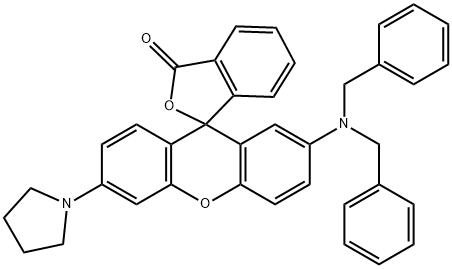 2'-(dibenzylamino)-6'-pyrrolidinylspiro[isobenzofuran-1(3H),9'-[9H]xanthene]-3-one Struktur