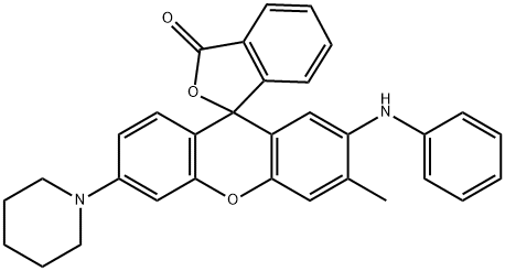 6'-Piperidino-3'-methyl-2'-anilinospiro[isobenzofuran-1(3H),9'-[9H]xanthen]-3-one Struktur