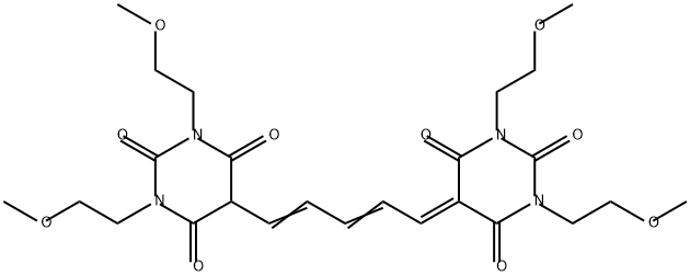 1,3-Bis(2-methoxyethyl)-5-[5-[[1,2,3,4-tetrahydro-6-hydroxy-1,3-bis(2-methoxyethyl)-2,4-dioxopyrimidin]-5-yl]-2,4-pentadienylidene]-2,4,6(1H,3H,5H)-pyrimidinetrione Struktur