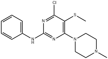 2-Anilino-4-chloro-6-(4-methylpiperazino)-5-(methylthio)pyrimidine Struktur