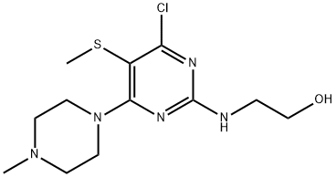 4-Chloro-2-(2-hydroxyethylamino)-6-(4-methylpiperazino)-5-(methylthio)pyrimidine Struktur