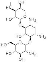 4-O-(2-Amino-2-deoxy-α-D-glucopyranosyl)-6-O-(3-deoxy-3-methylamino-β-L-arabinopyranosyl)-2-deoxy-D-streptamine Struktur